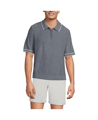 Lands' End Men's Short Sleeve Cooling Zip Sweater Polo