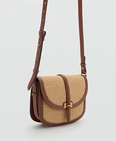 Mango Women's Contrast Canvas Crossbody Bag