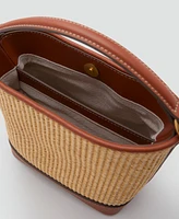 Mango Women's Buckle Detail Canvas Bucket Bag