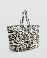 Mango Women's Cotton Zebra Shopper Bag