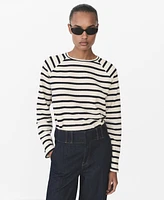 Mango Women's Striped Round-Neck Sweatshirt