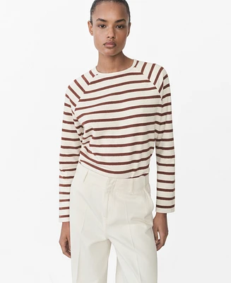 Mango Women's Striped Round-Neck Sweatshirt
