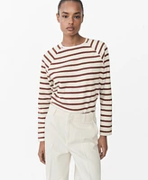 Mango Women's Striped Round-Neck Sweatshirt