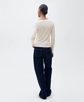 Mango Women's Combined V-Neck Knitted Cardigan Sweater