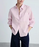 Mango Women's Pocket Linen Shirt