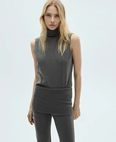 Mango Women's Turn-Up Waist Flared Pants