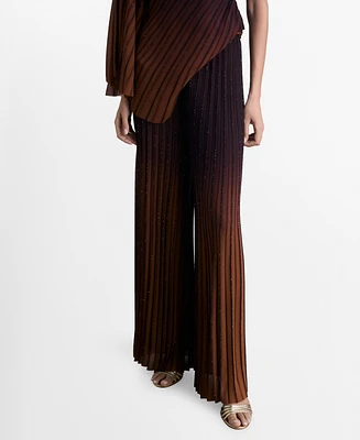 Mango Women's Shiny Finish Pleated Pants