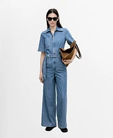 Mango Women's Denim Belt Jumpsuit