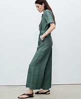 Mango Women's Linen Shirt Jumpsuit