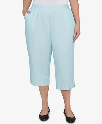 Alfred Dunner Plus St. Thomas Heat Set Embroidered Capri Pants