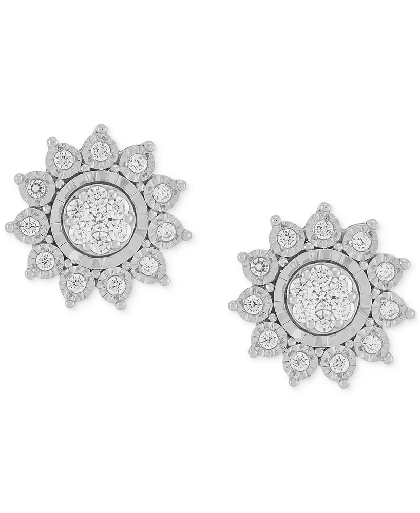 Diamond Sun Motif Stud Earrings (1/4 ct. t.w.) in Sterling Silver