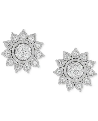 Diamond Sun Motif Stud Earrings (1/4 ct. t.w.) in Sterling Silver