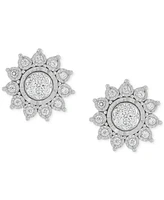 Diamond Sun Motif Stud Earrings (1/4 ct. t.w.) in Sterling Silver