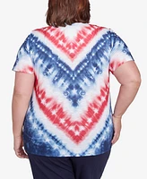 Alfred Dunner Plus Land of The Free Tie Dye American Chevron Top