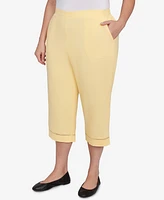 Alfred Dunner Plus Lace Dotted Trim Capri Pants
