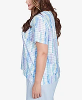 Alfred Dunner Plus St. Thomas Textured Brushstroke Short Sleeve Top