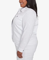 Alfred Dunner Plus Crystal Springs Eyelet Denim Long Sleeve Jacket