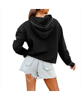 Gameday Couture Women's Black Miami Dolphins Catch the Vibe Studded Pullover Hoodie