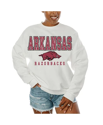Gameday Couture Women's White Arkansas Razorbacks Freestyle Fleece Pullover Sweatshirt