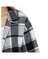 Gameday Couture Women's Grey Purdue Boilermakers Long Sleeve Brushed Plaid Button-Up Overshirt Jacket