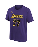 Jordan Big Boys and Girls Luka Doncic Purple Los Angeles Lakers Statement Edition Name Number T-Shirt