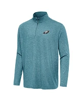 Antigua Men's Heather Midnight Green Philadelphia Eagles Hunk Quarter-Zip Jacket