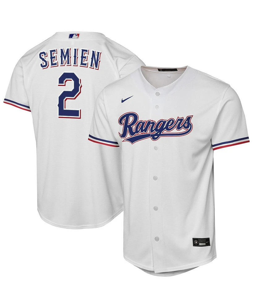 Nike Big Boys and Girls Marcus Semien White Texas Rangers Home Replica Player Jersey