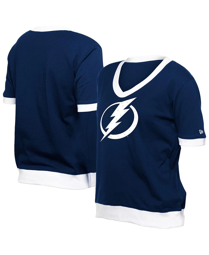 New Era Women's Blue Tampa Bay Lightning Game Day Rhine Studs T-Shirt
