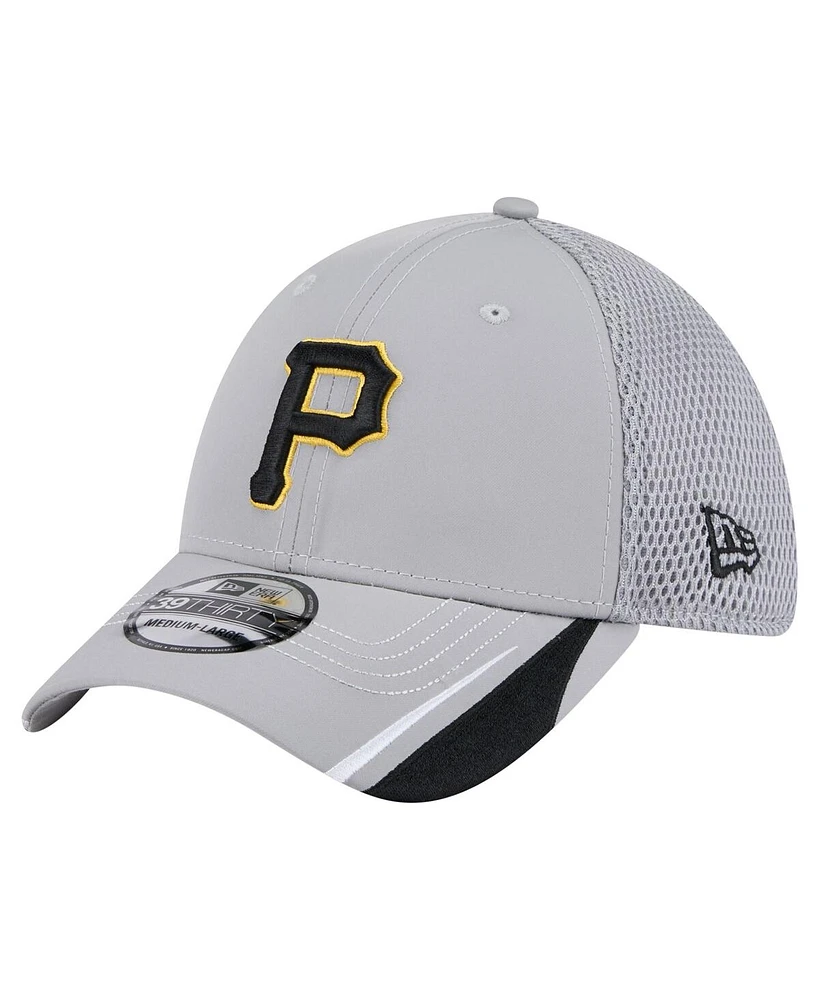 New Era Men's Gray Pittsburgh Pirates Linear 39THIRTY Flex-Fit Hat