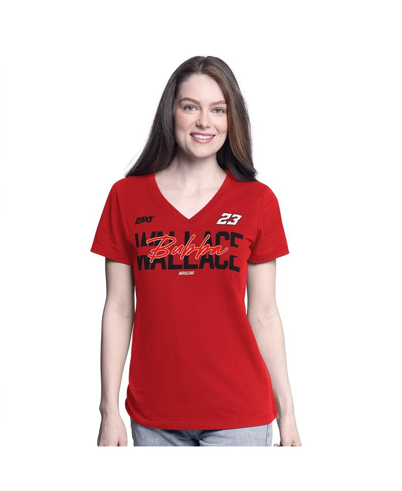 G-iii 4Her by Carl Banks Women's Red Bubba Wallace Batter Up V-Neck T-Shirt