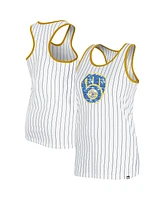 New Era Women's White Milwaukee Brewers Gameday Pinstripe Tank Top