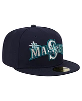 New Era Men's Navy Seattle Mariners Overlap 59FIFTY Fitted Hat
