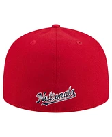 New Era Men's Red Washington Nationals Overlap 59FIFTY Fitted Hat