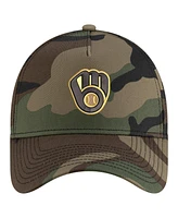 New Era Men's Camo Milwaukee Brewers Woodland Team Pop 9FORTY A-Frame Adjustable Hat