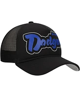 New Era Men's Black Los Angeles Dodgers Retro Bold A-Frame Trucker 9FORTY Adjustable Hat