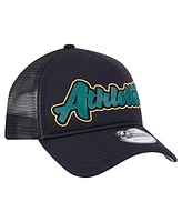 New Era Men's Black Oakland Athletics Retro Bold A-Frame Trucker 9FORTY Adjustable Hat
