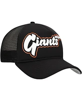 New Era Men's Black San Francisco Giants Retro Bold A-Frame Trucker 9FORTY Adjustable Hat