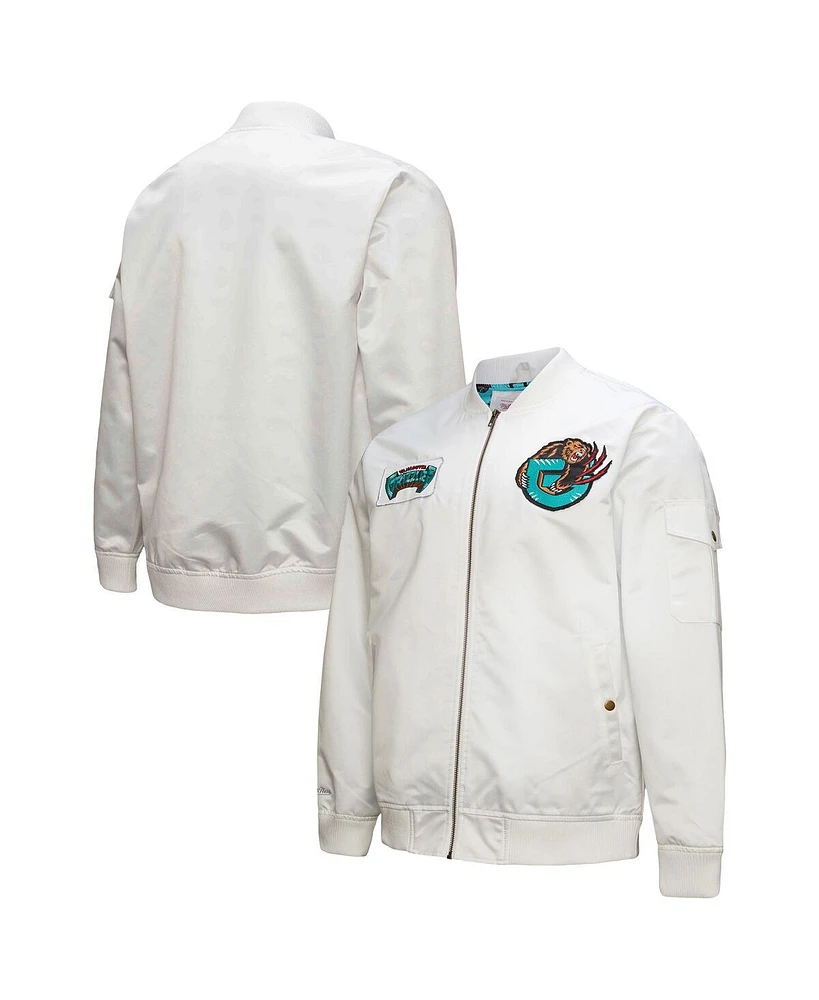 Mitchell & Ness Men's White Memphis Grizzlies Hardwood Classics Nights Team Leader Satin Full-Zip Jacket
