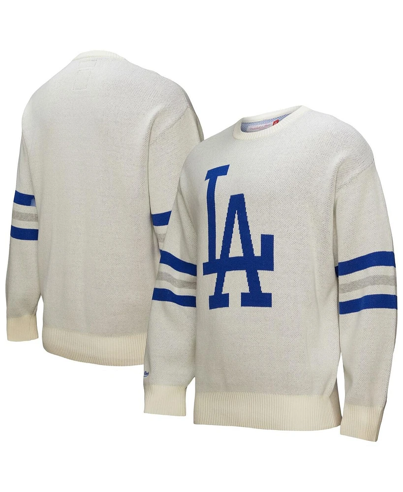 Mitchell & Ness Men's Cream Los Angeles Dodgers Retro Pullover Sweater