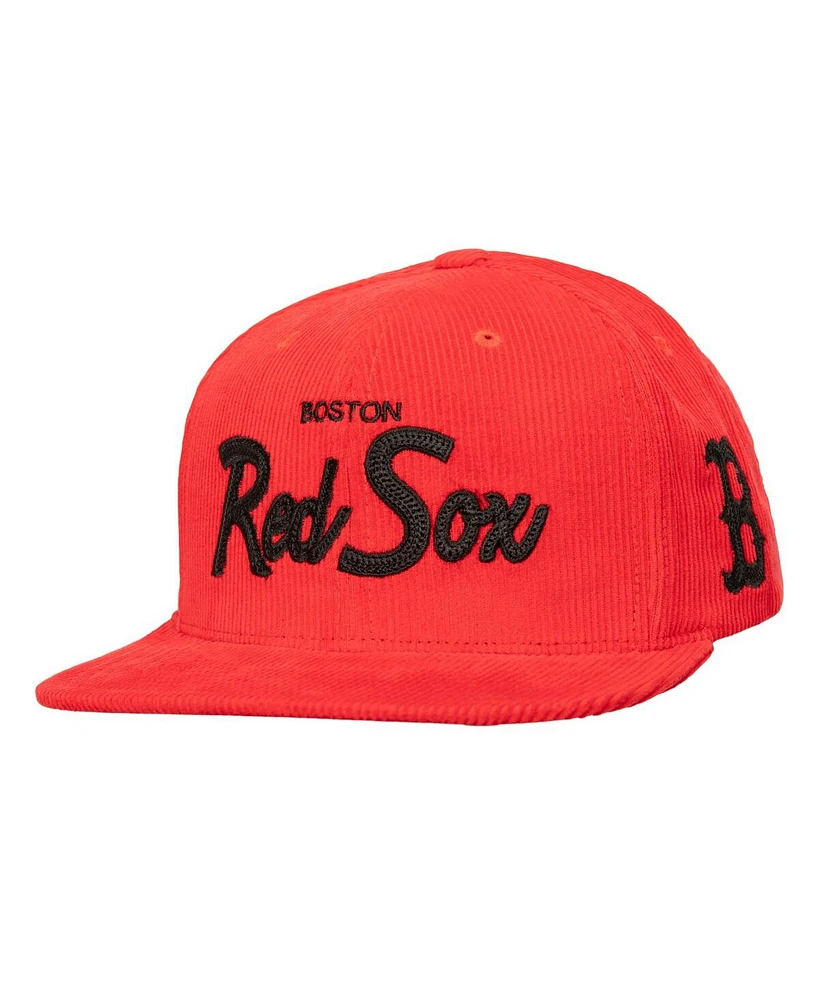 Mitchell & Ness Men's Red Boston Red Sox Corduroy Snapback Hat