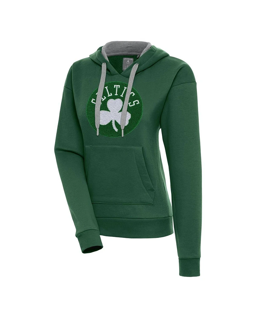 Antigua Women's Hunter Green Boston Celtics Victory Pullover Hoodie