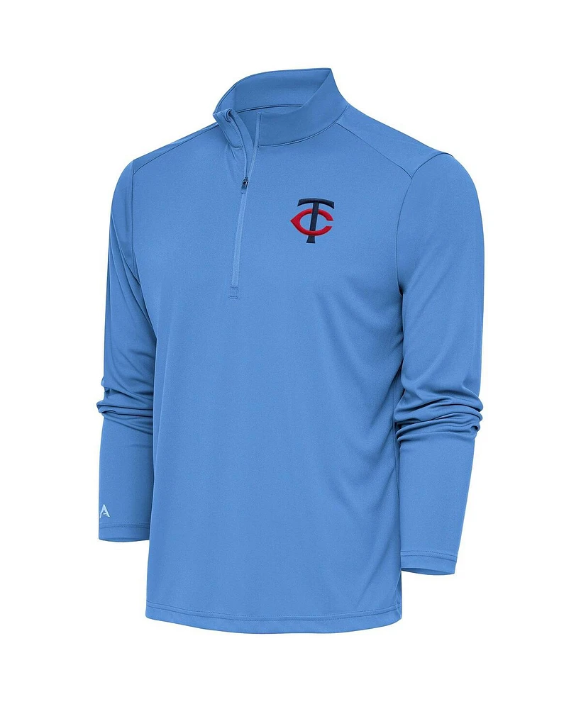 Antigua Men's Light Blue Minnesota Twins Tribute Quarter-Zip Pullover Top