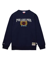 Mitchell & Ness Men's Navy Philadelphia 76ers Hardwood Classics Collegiate Fleece Pullover Sweatshirt