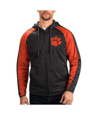 G-iii Sports by Carl Banks Men's Black Clemson Tigers Neutral Zone Raglan Full-Zip Track Hoodie Jacket