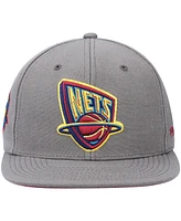 Mitchell & Ness Men's Charcoal New Jersey Nets Hardwood Classics 35 Years Carbon Cabernet Fitted Hat