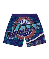 Mitchell & Ness Men's Turquoise/Purple Utah Jazz Jumbotron 2.0 Sublimated Shorts