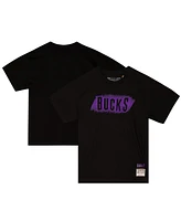 Mitchell & Ness Men's Black Milwaukee Bucks Hardwood Classics Monochrome T-Shirt