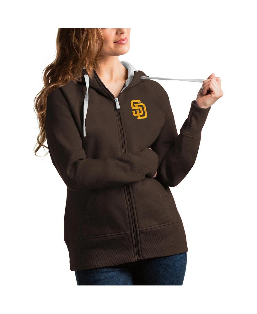 Antigua Women's Brown San Diego Padres Victory Full-Zip Hoodie