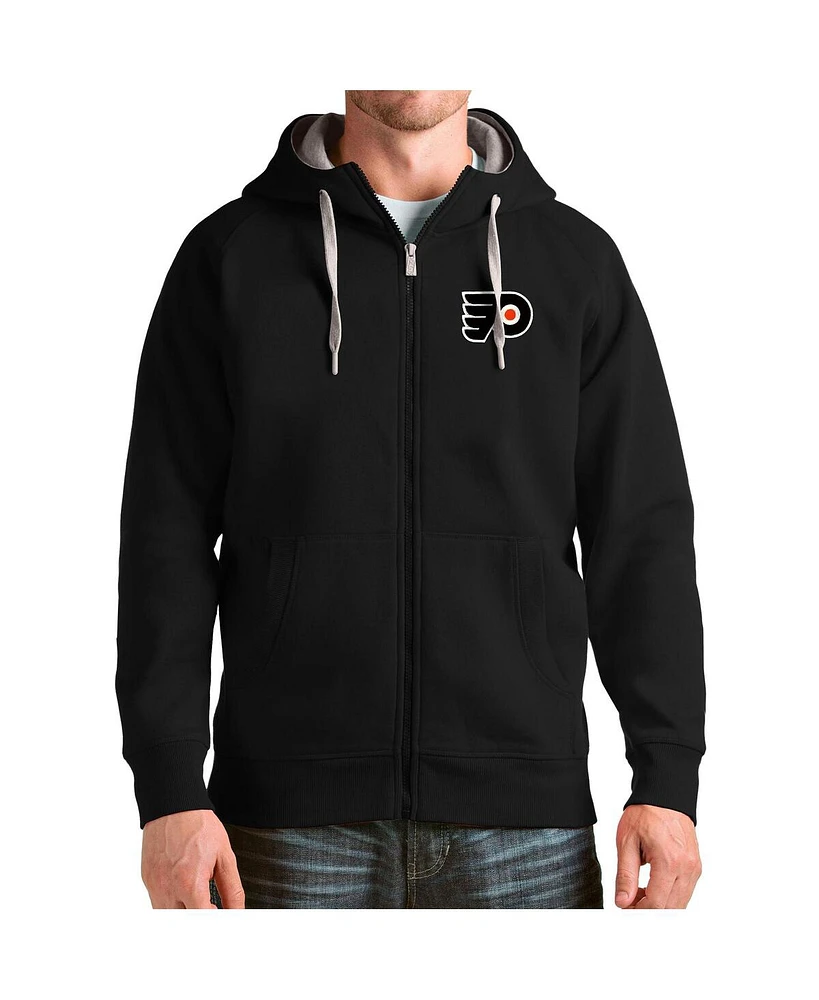Antigua Men's Black Philadelphia Flyers Logo Victory Full-Zip Hoodie Jacket