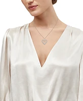 Diamond Double Heart Pendant Necklace (1/10 ct. t.w.) in Sterling Silver, 16" + 2" extender